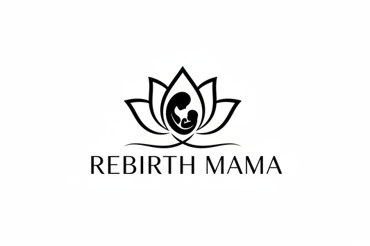 logo nero per sito post parto con scritta Rebirth mama